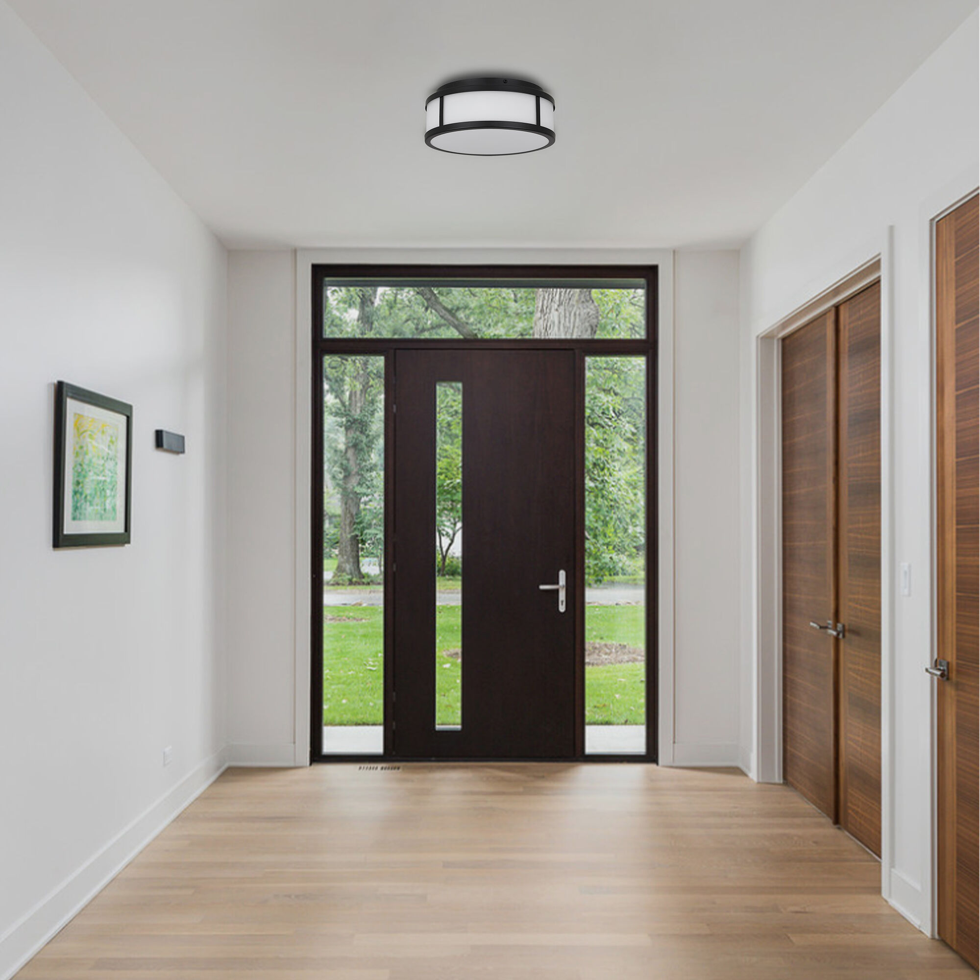 Panel Round LED 10.25 inch Sand Black Outdoor Flush Mount